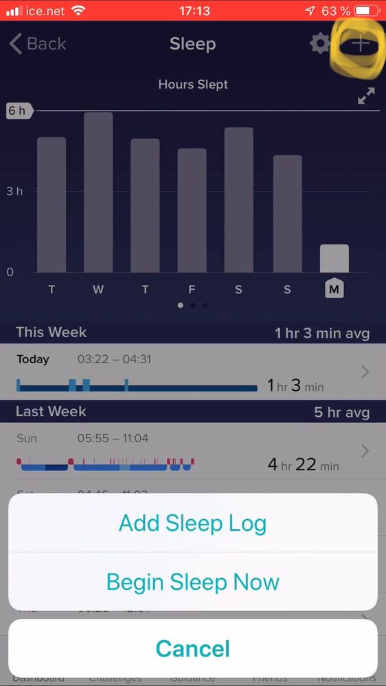 Re-enter sleep log