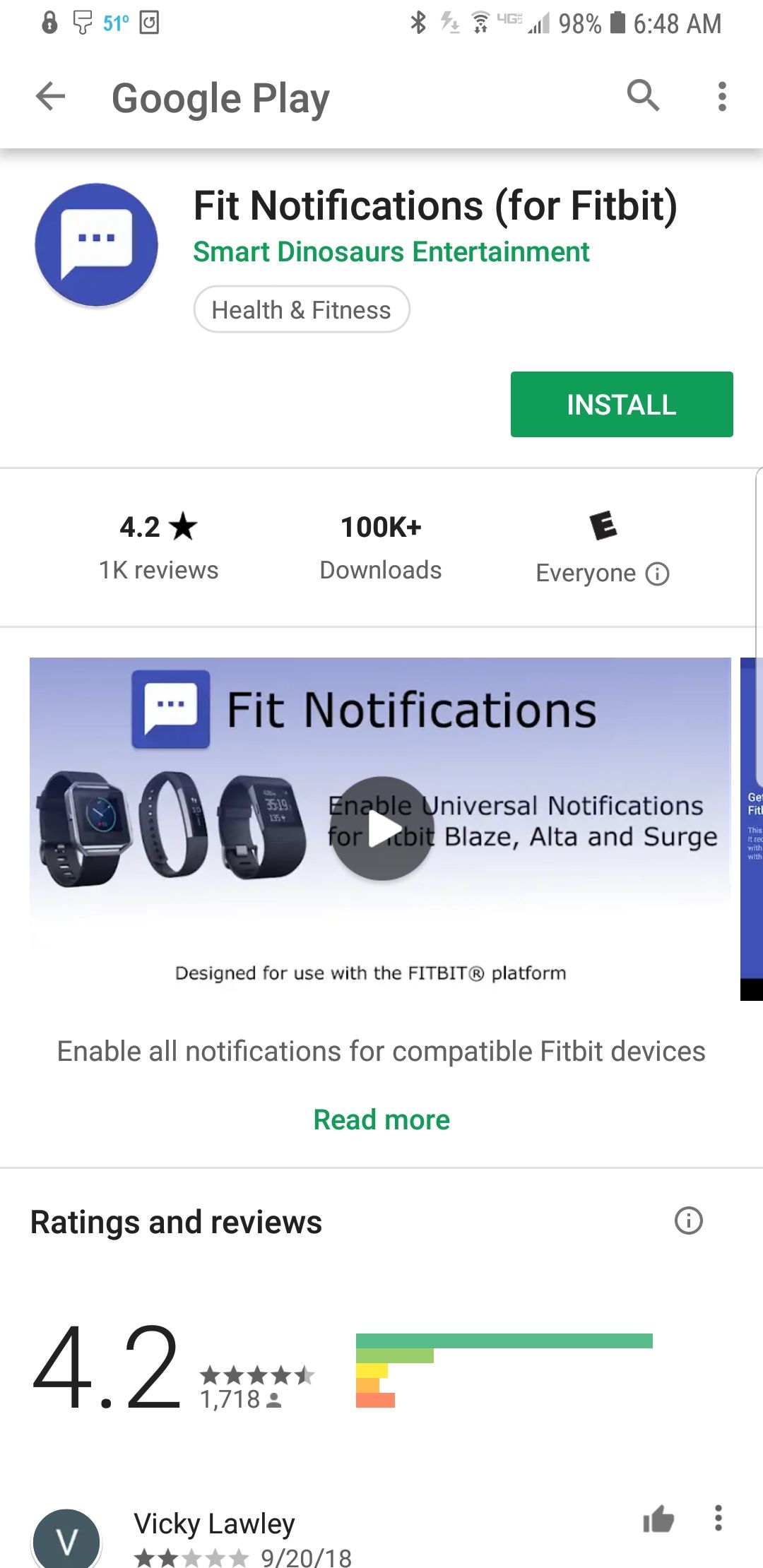 What fitbit is store compatible with note 9