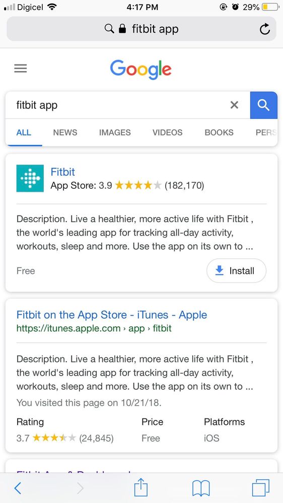 clicking this link then gives error in app store