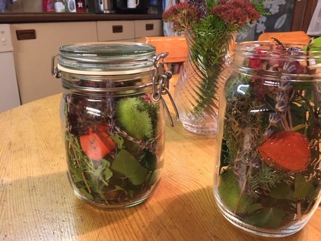 I opted for table deco in jars this time.