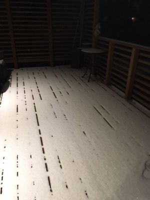 Snow on our deck tonight