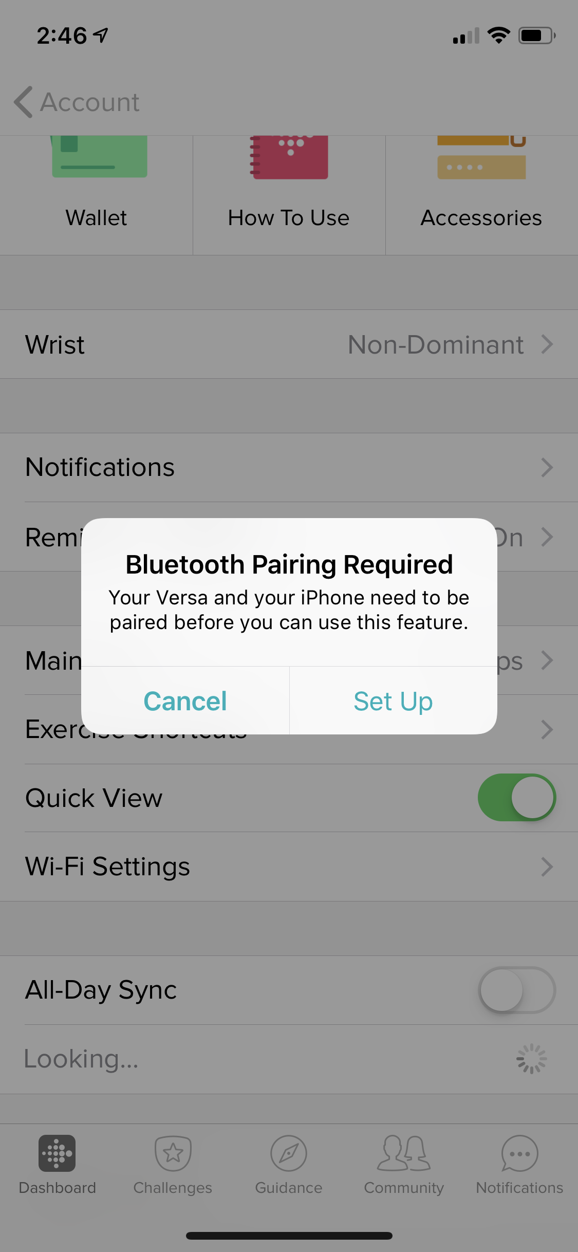 sync versa to iphone