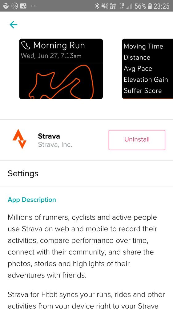 strava settings on fitbit app
