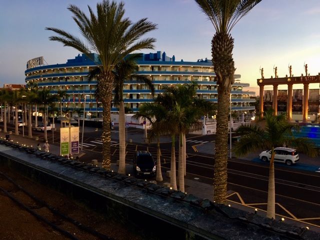 My hotel for final evening on Tenerife. Loved how the palm trees had Christmas lights!