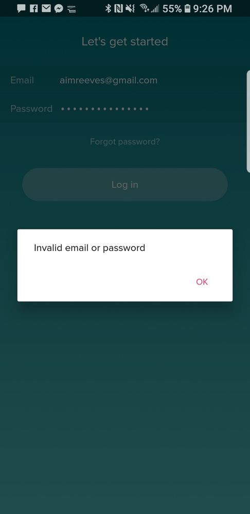 fitbit app login issues