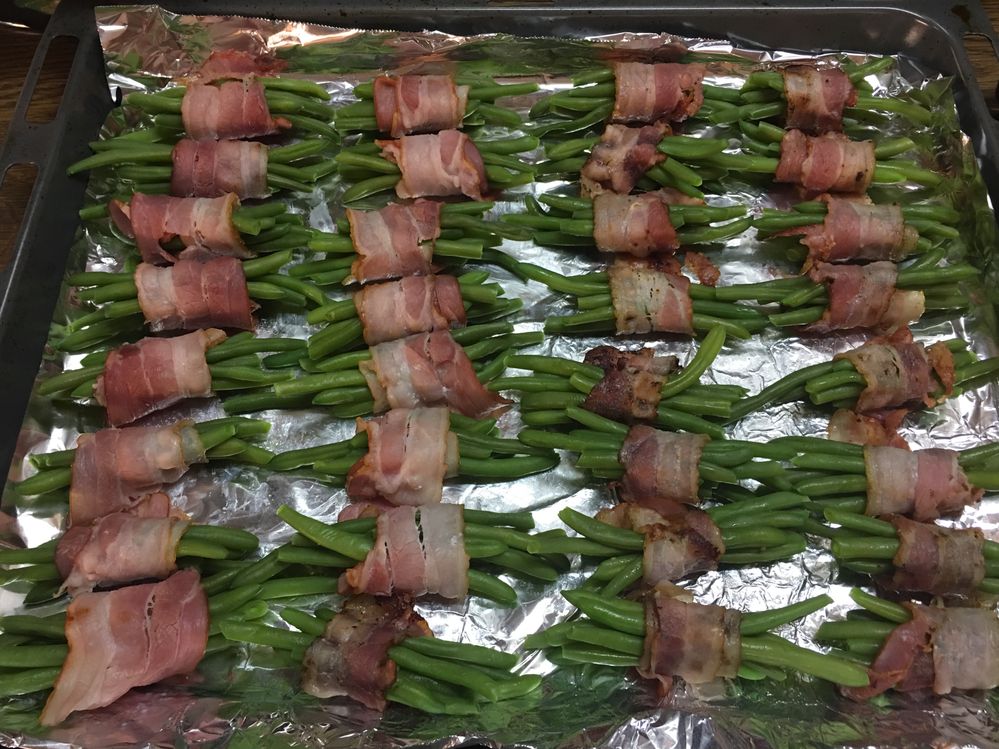 Bacon wrapped green beans.
