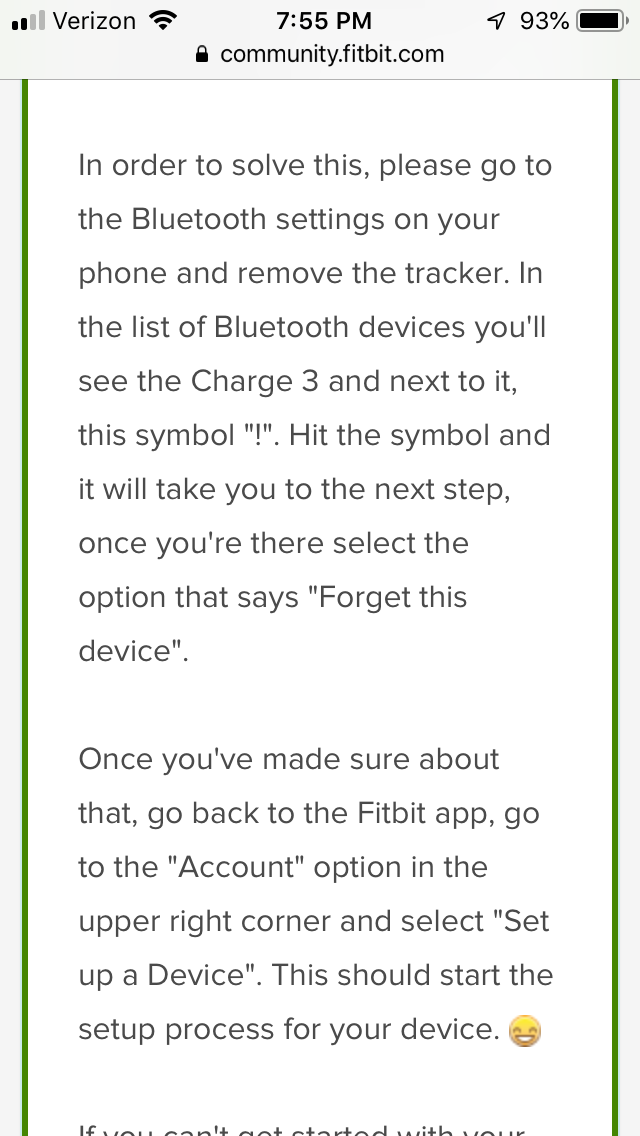 Fitbit setup charge 3 not online working