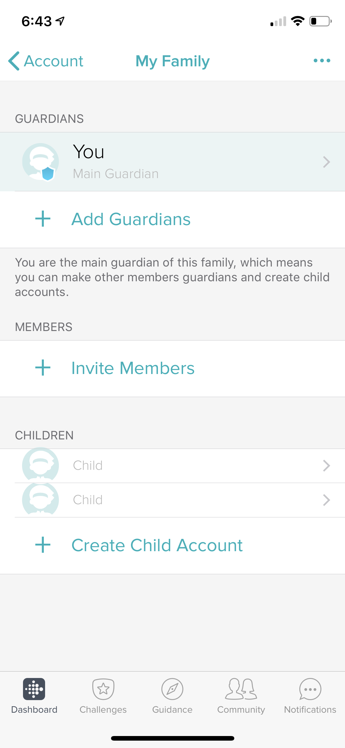 fitbit account for child