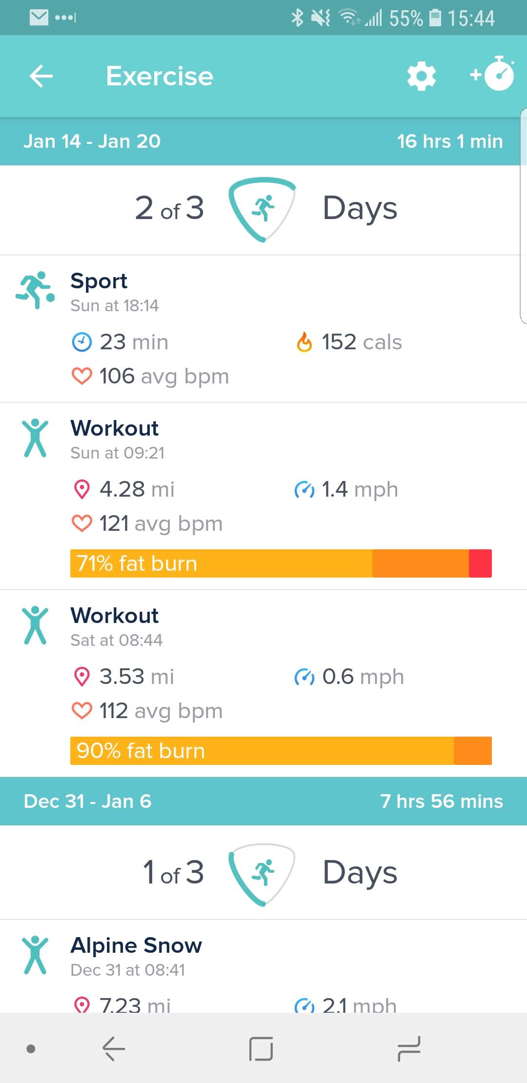 fitbit skiing