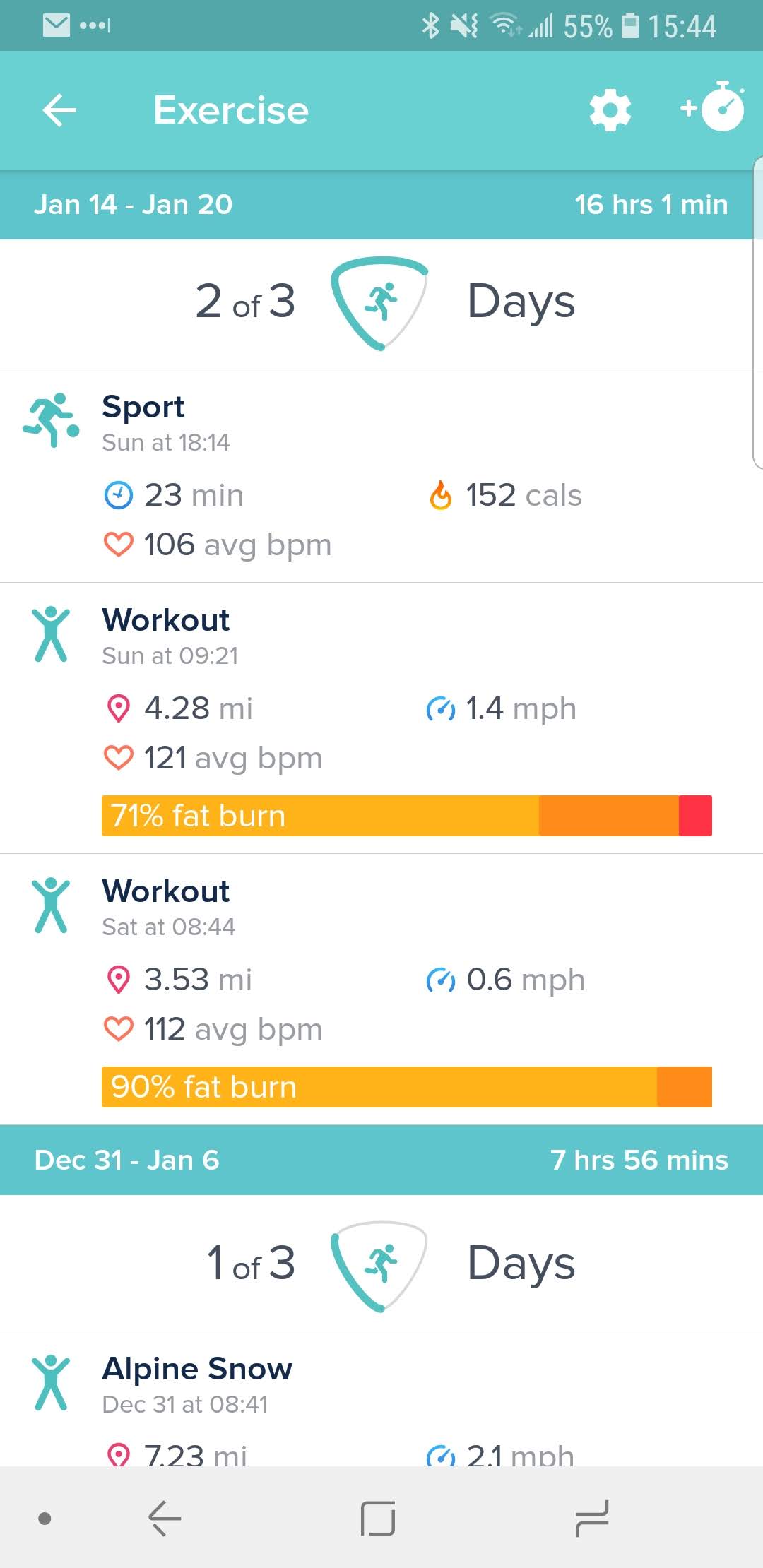 fitbit ski tracking