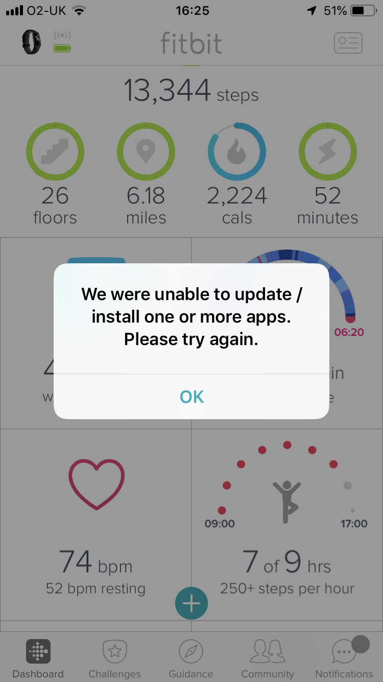fitbit not updating