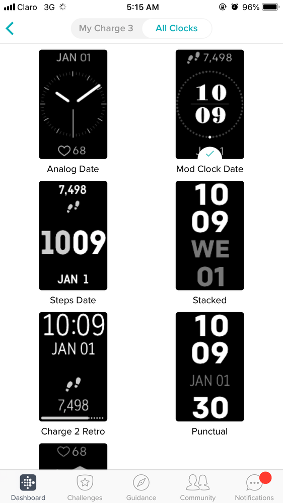 Solved Charge 3 clock faces Fitbit Community