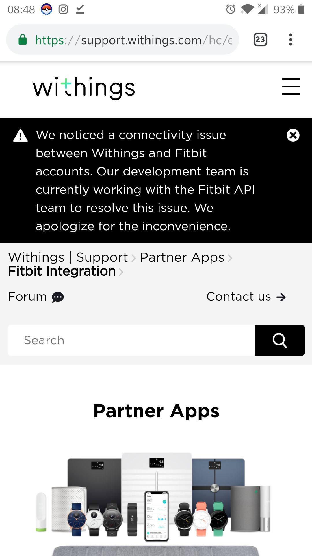 how to sync fitbit with withings scale