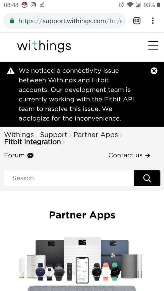 withings sync with fitbit