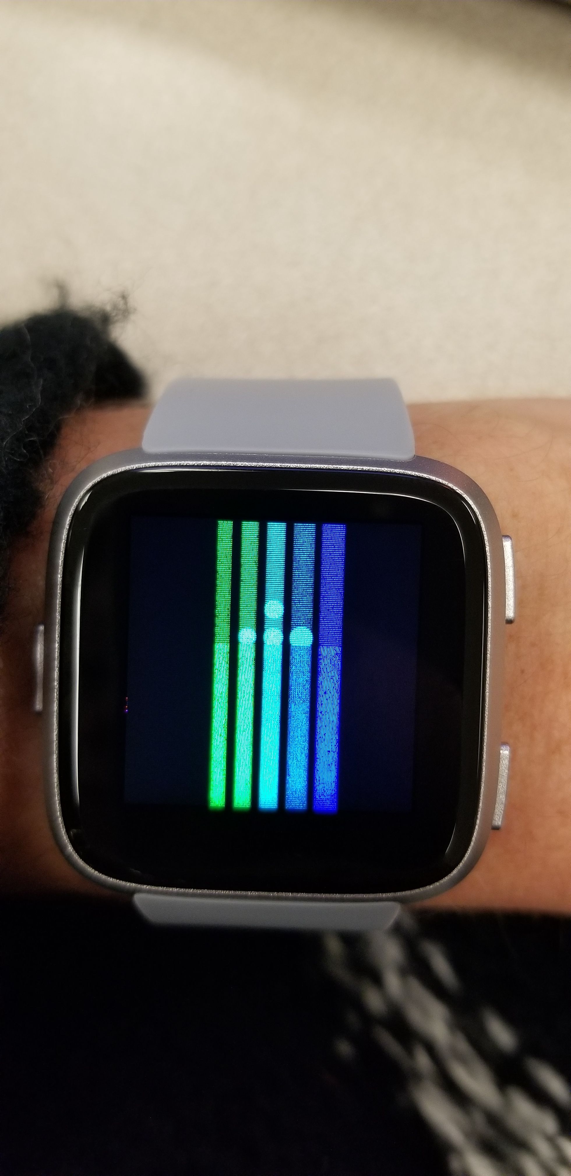 blue line on fitbit versa screen