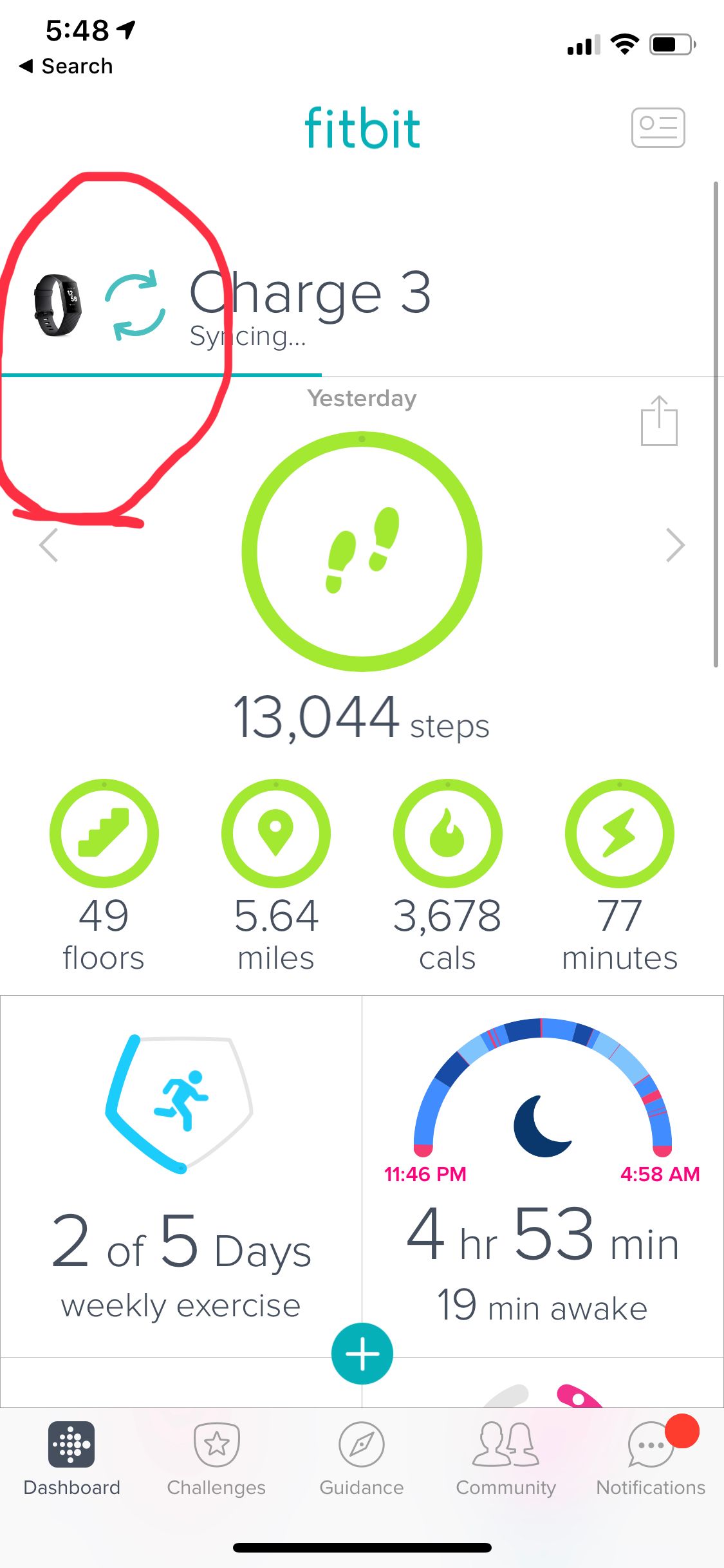 spinning fitbit charge 3