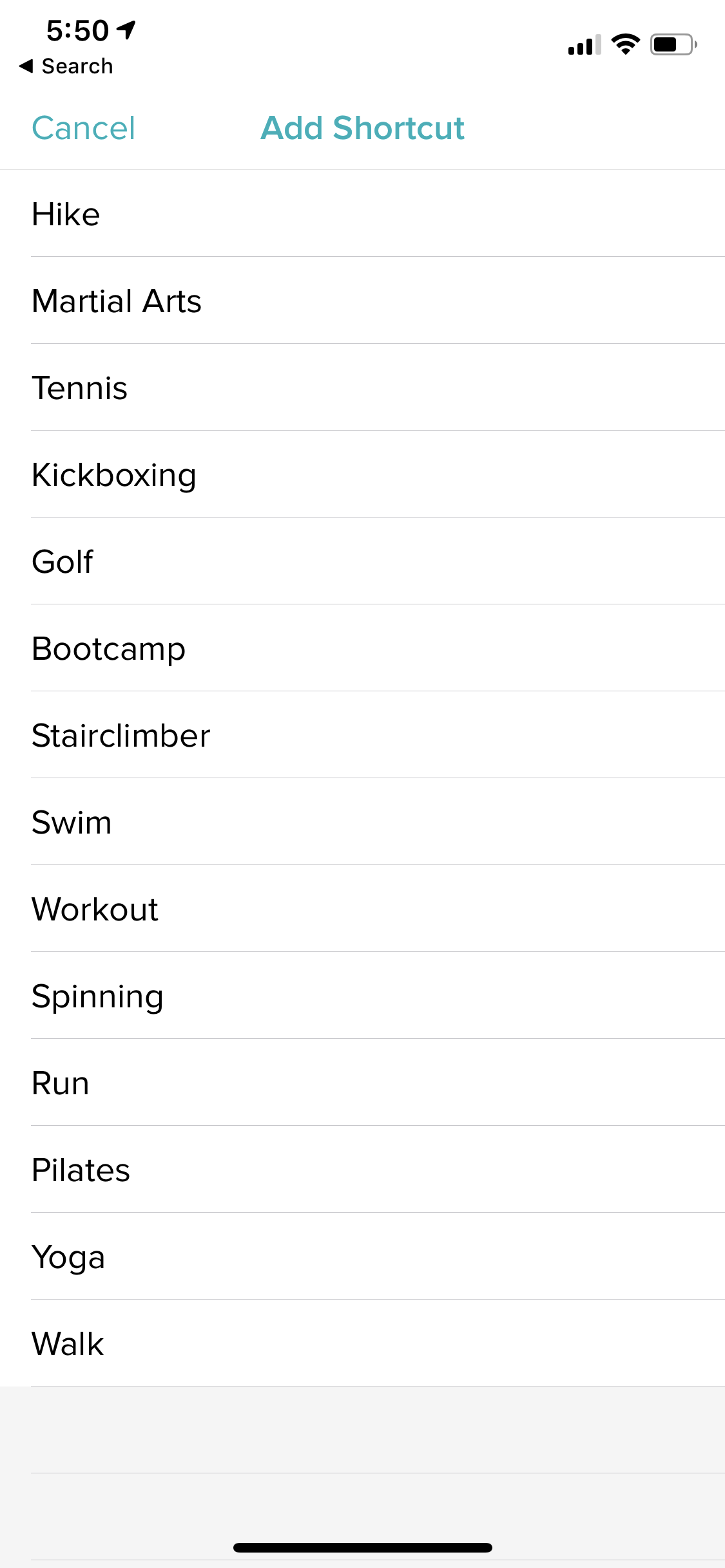 what are the 15 exercise modes on fitbit charge 3