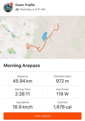 2. Information reported on Strava via Wahoo Elemnt and Wahoo Tickr: Look at the Calories and Moving Time.