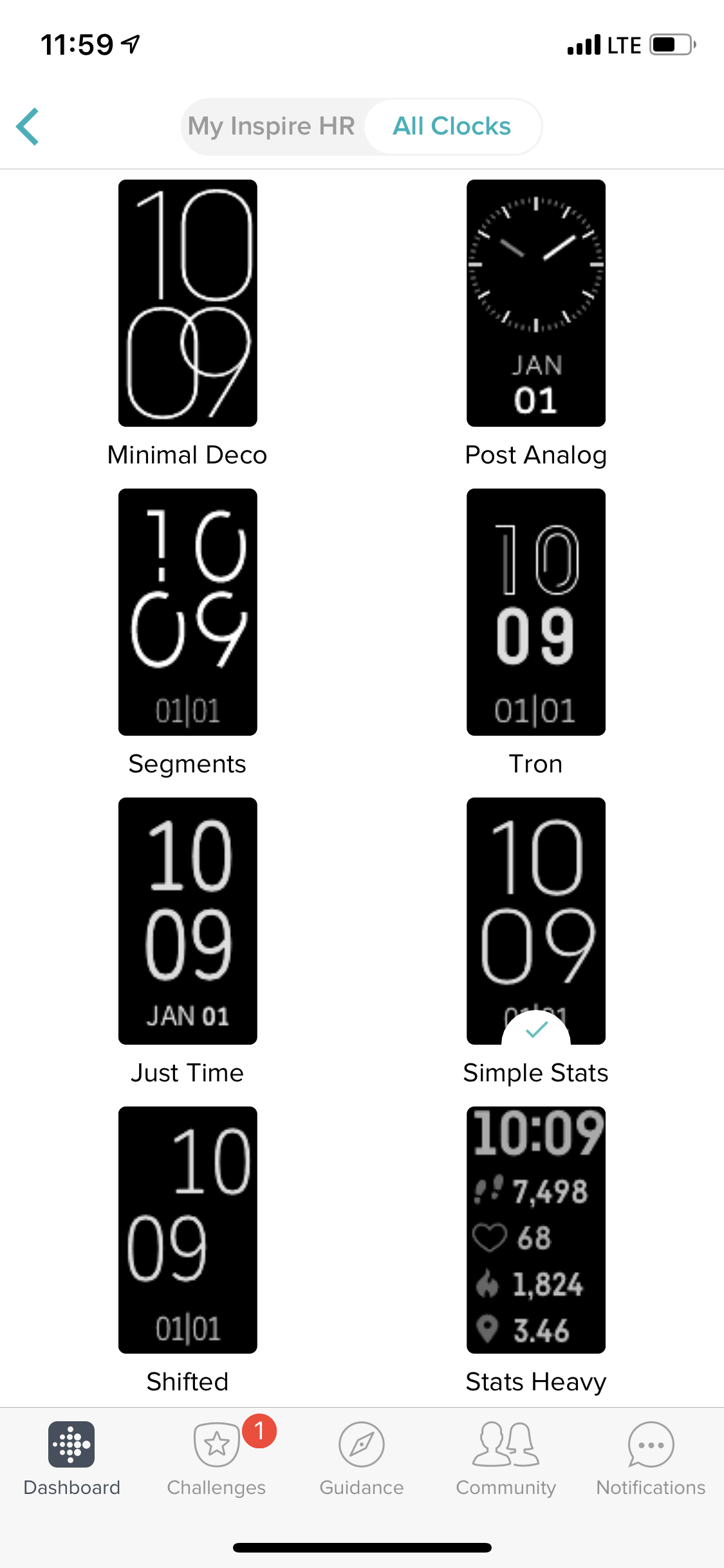 fitbit inspire hr clock faces with seconds