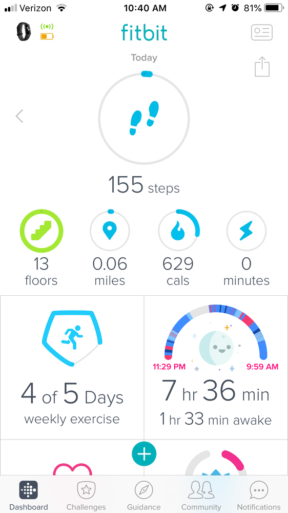 Charge 3 tracking stairs while sleeping 