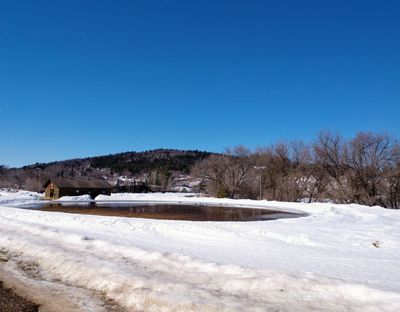 The former ice skating rink, which now resembles a lake.