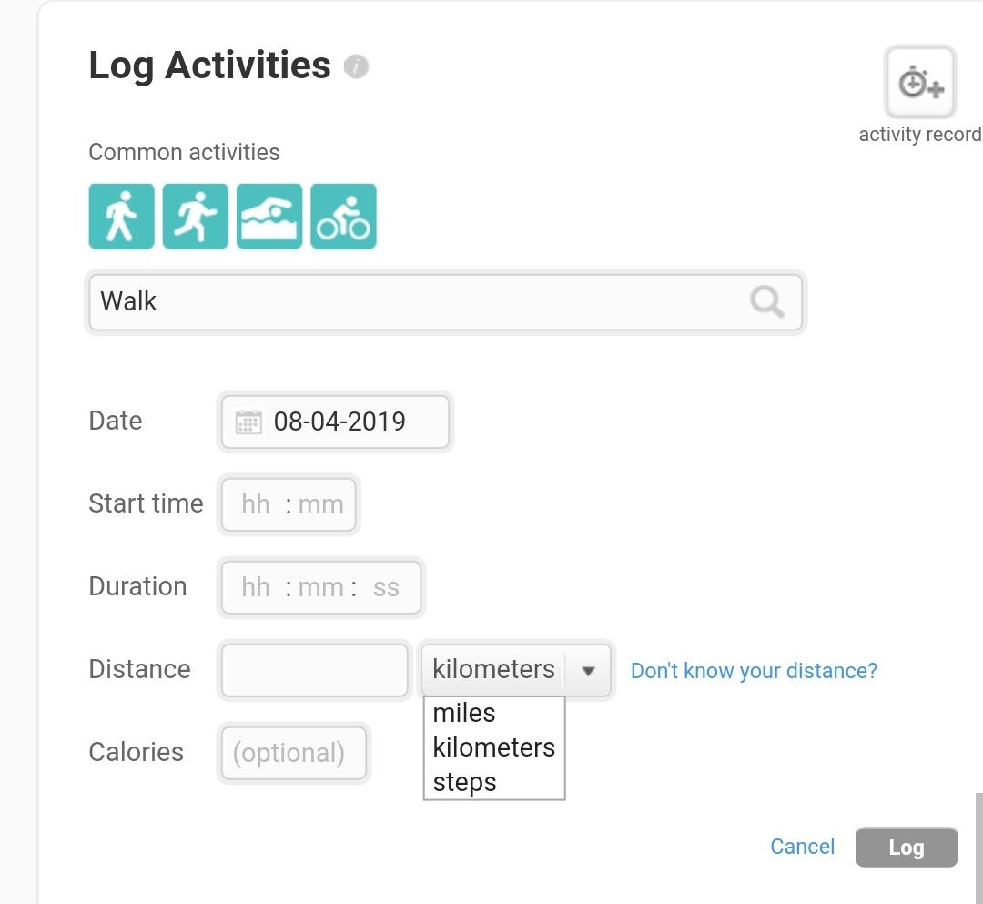 fitbit log activity