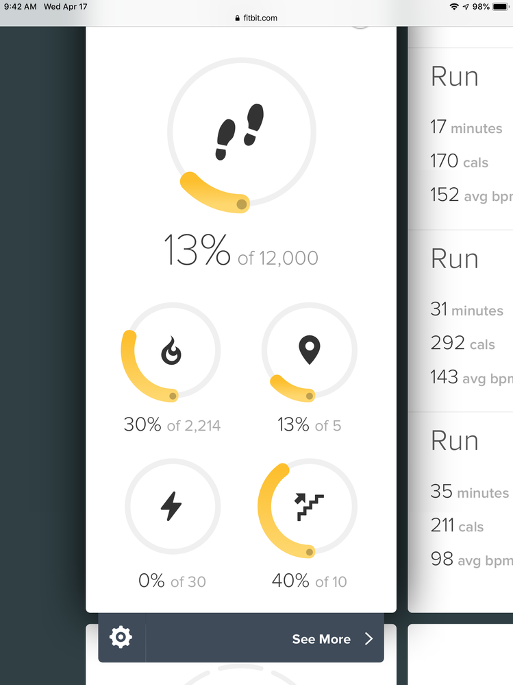 Here’s what I was referring to, the 2214 calories burned goal. I assumed that Fitbit set that based on something but I wasn’t sure how it came to that number since I can’t seem to reach it,even when I hit all my other goals