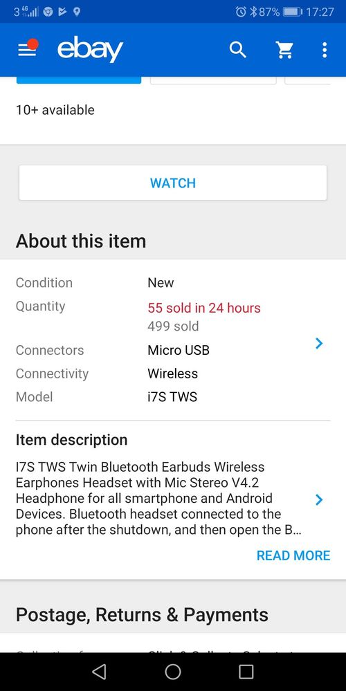 eBay (UK) listing