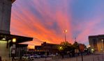 Sunrise outside the train station in Baltimore