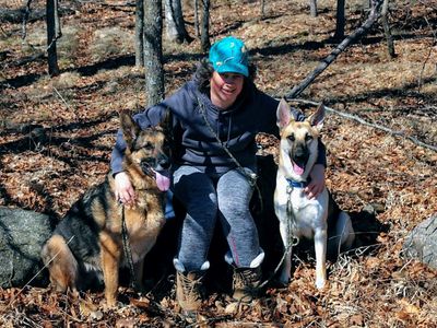 Me and Dogs on the side of our private dirt road.