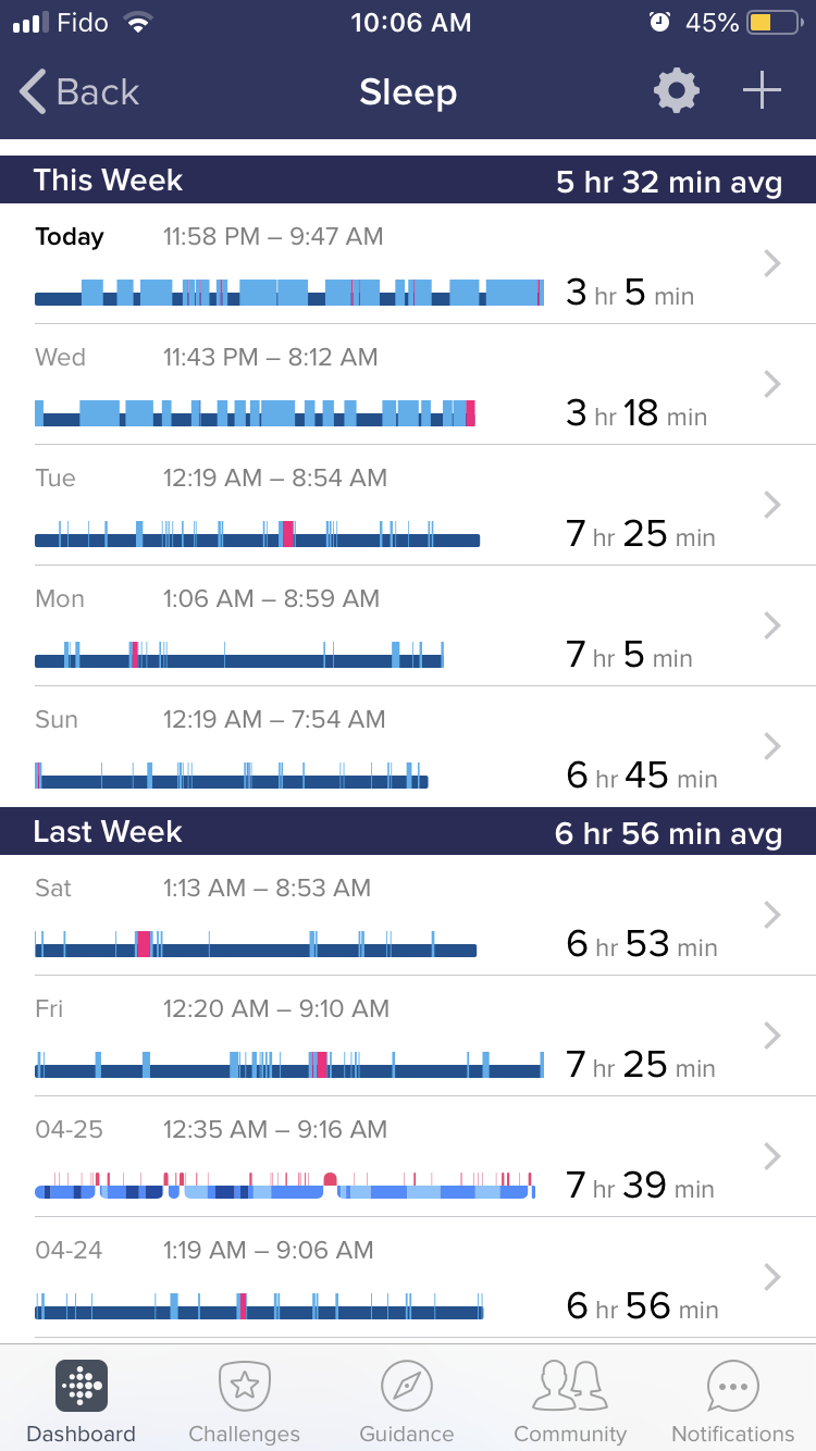 fitbit hr sleep tracking