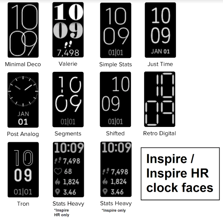 fitbit inspire hr clock faces color