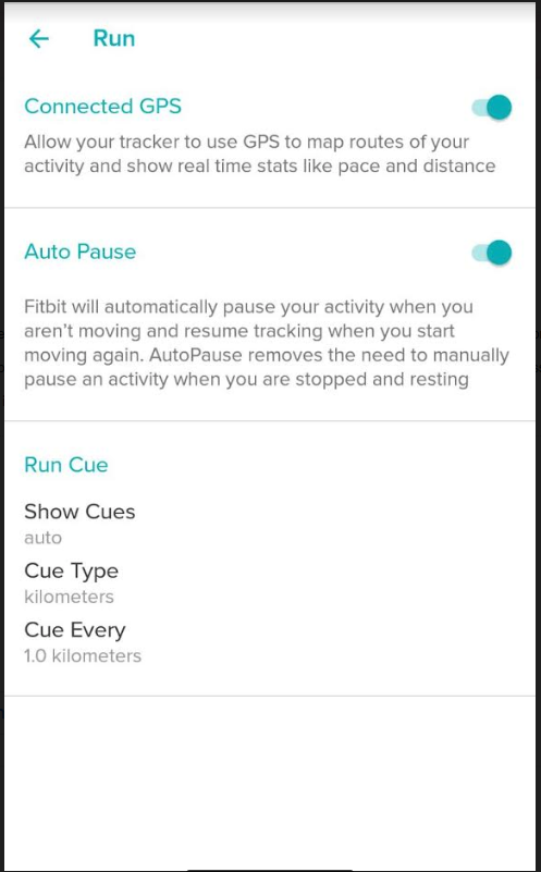 fitbit says connected gps is running