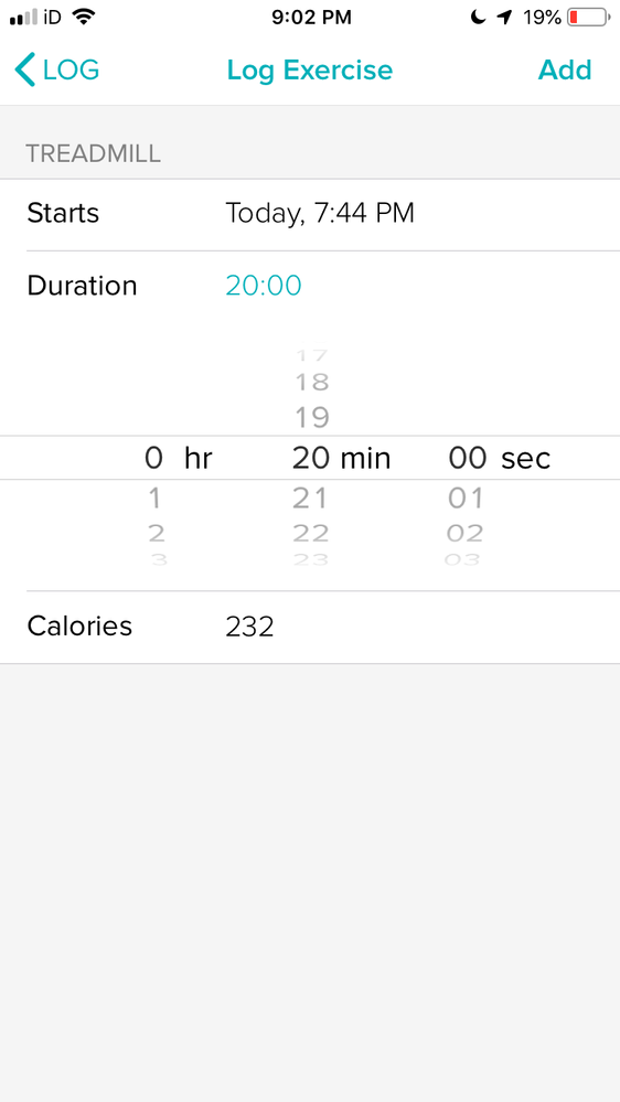 Activity logged as “treadmill” (incorrectly registers as .84 miles but shows way more cals burned)