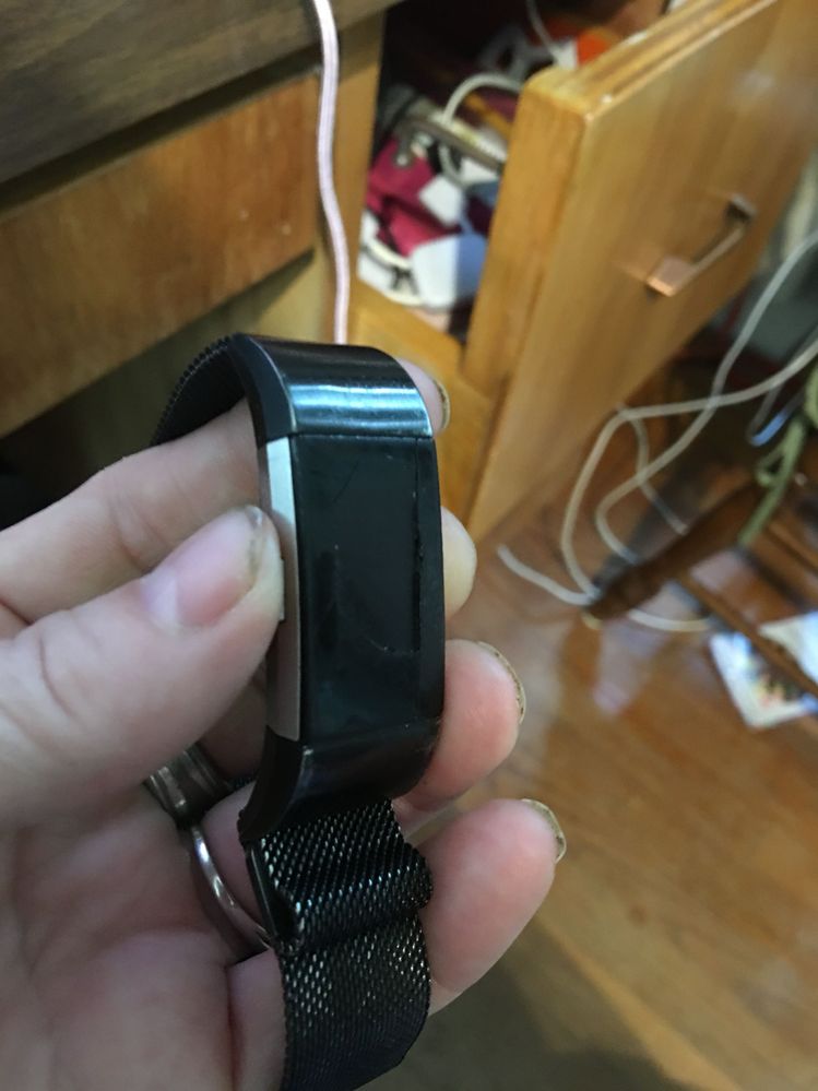 This is my Fitbit, see the damage, it goes all the way around the outside