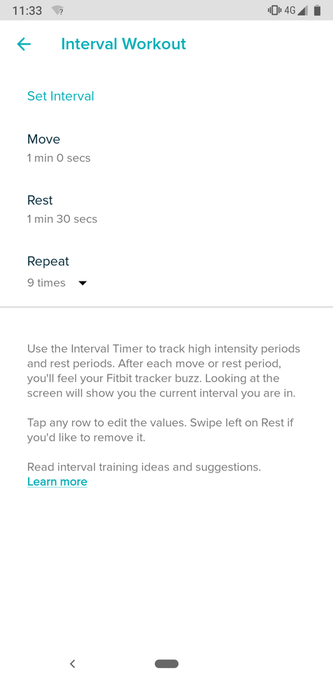 interval timer fitbit charge 3