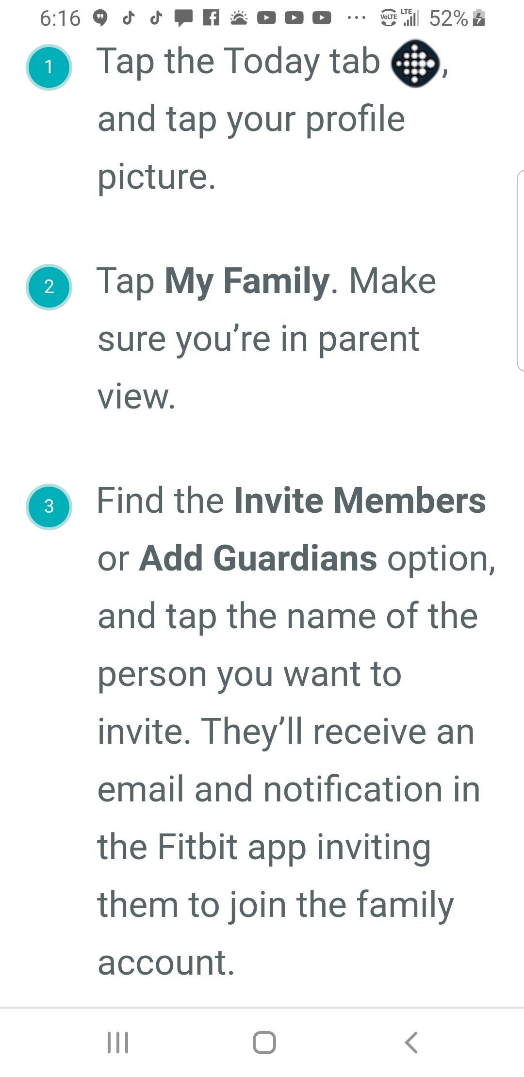 how to set up a family account on fitbit