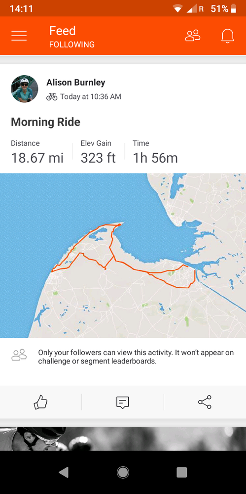 Strava screenshot of same ride