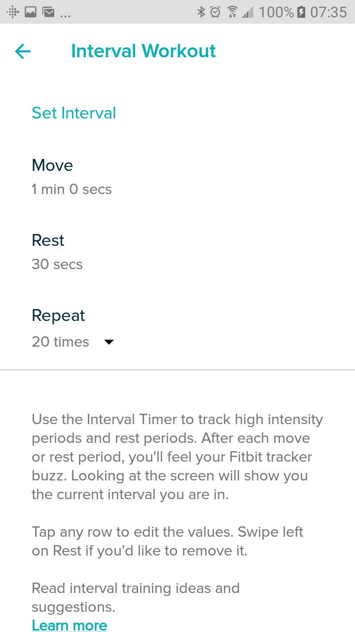 Fitbit charge 2025 interval timer