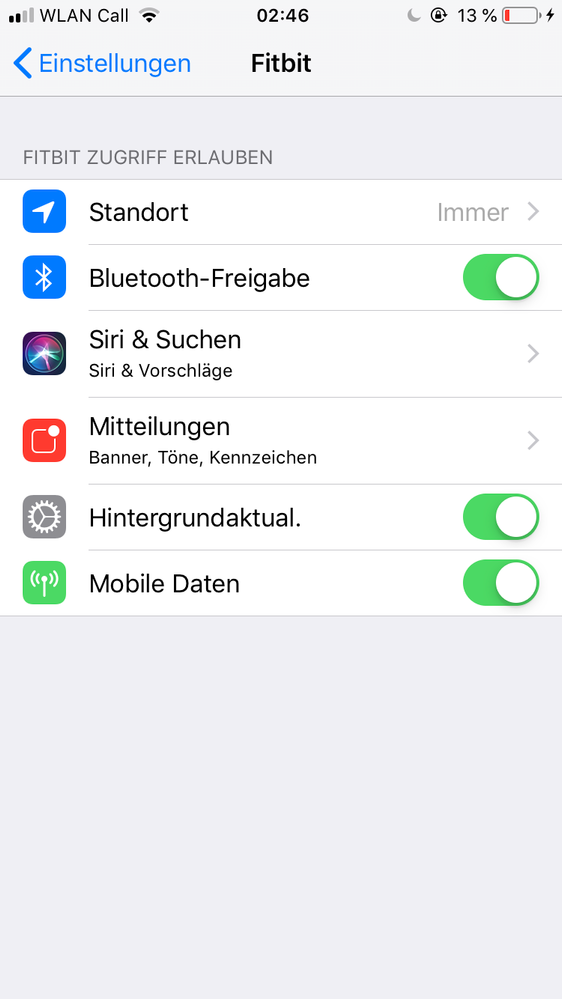 Fitbit Einstellungen - IPhone