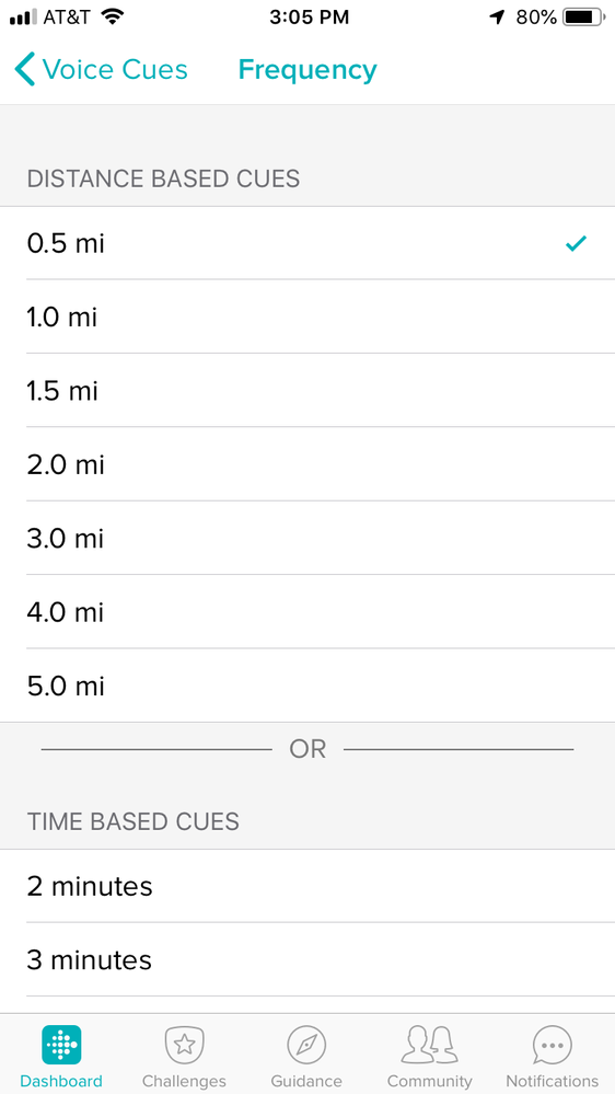 Select any value with a 0.5 mile increment and the app crashes.