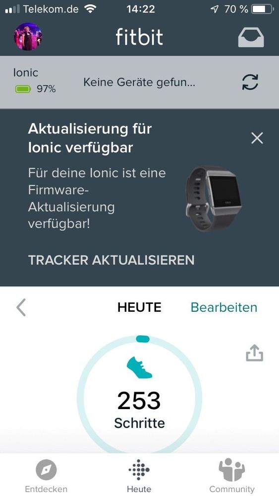 Das meldet die App. Die Aktualisierung funktioniert auch nicht. Es wird gemeldet es wird kein Gerät gefunden.