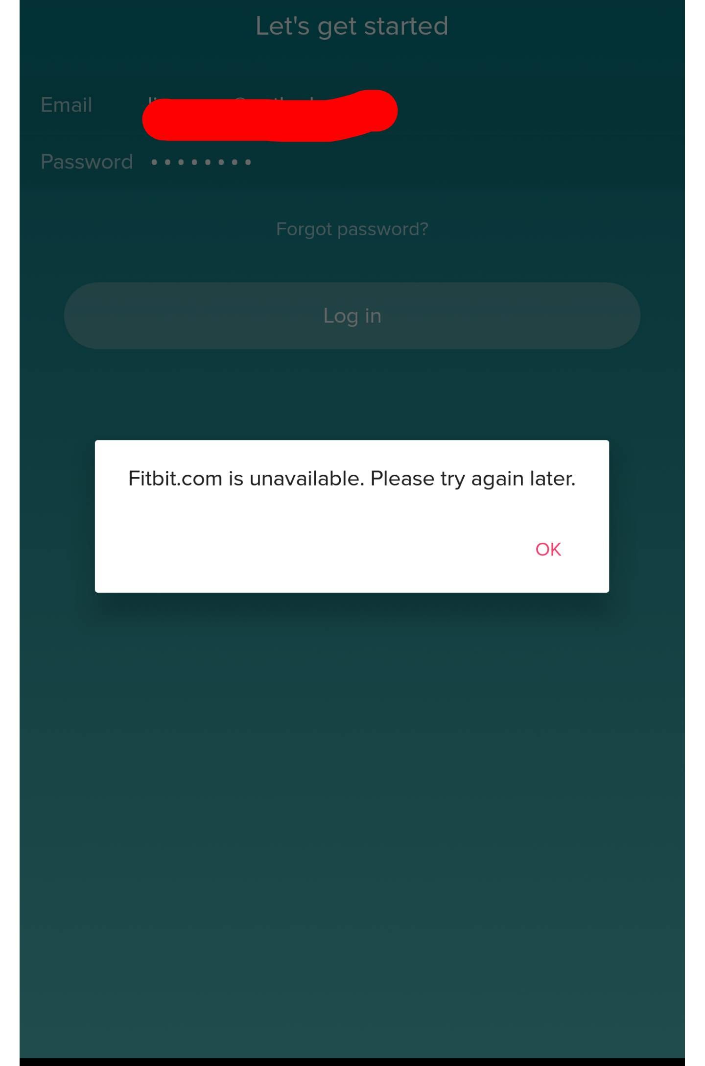 unable to login to fitbit app